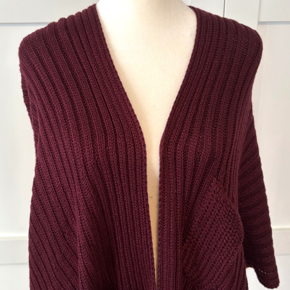 Chico's‎ Women's Burgundy Ribbed kimono Cardigan in Size S/M - Picture 3 of 8